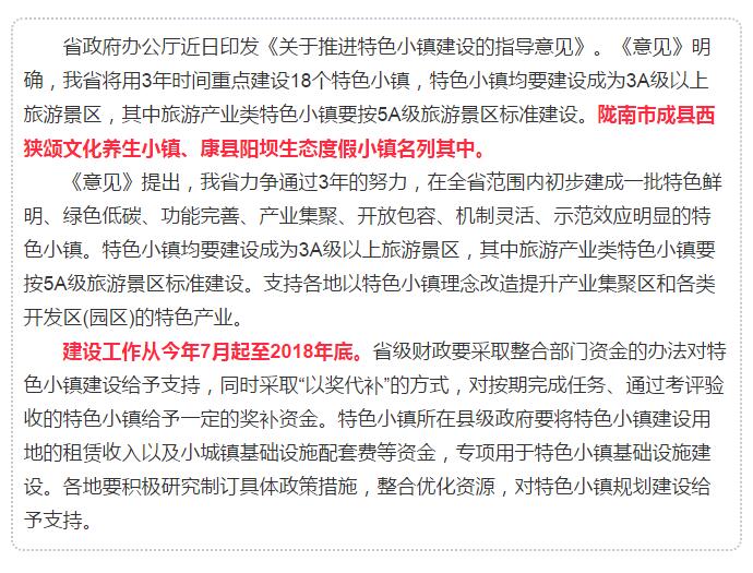 甘肅計劃3年建18個特色小鎮(zhèn)，看看隴南有幾個~